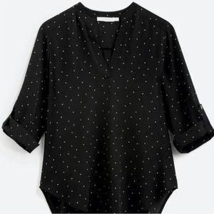 LUSH Warren Split Neck Polka Dot Blouse Size S